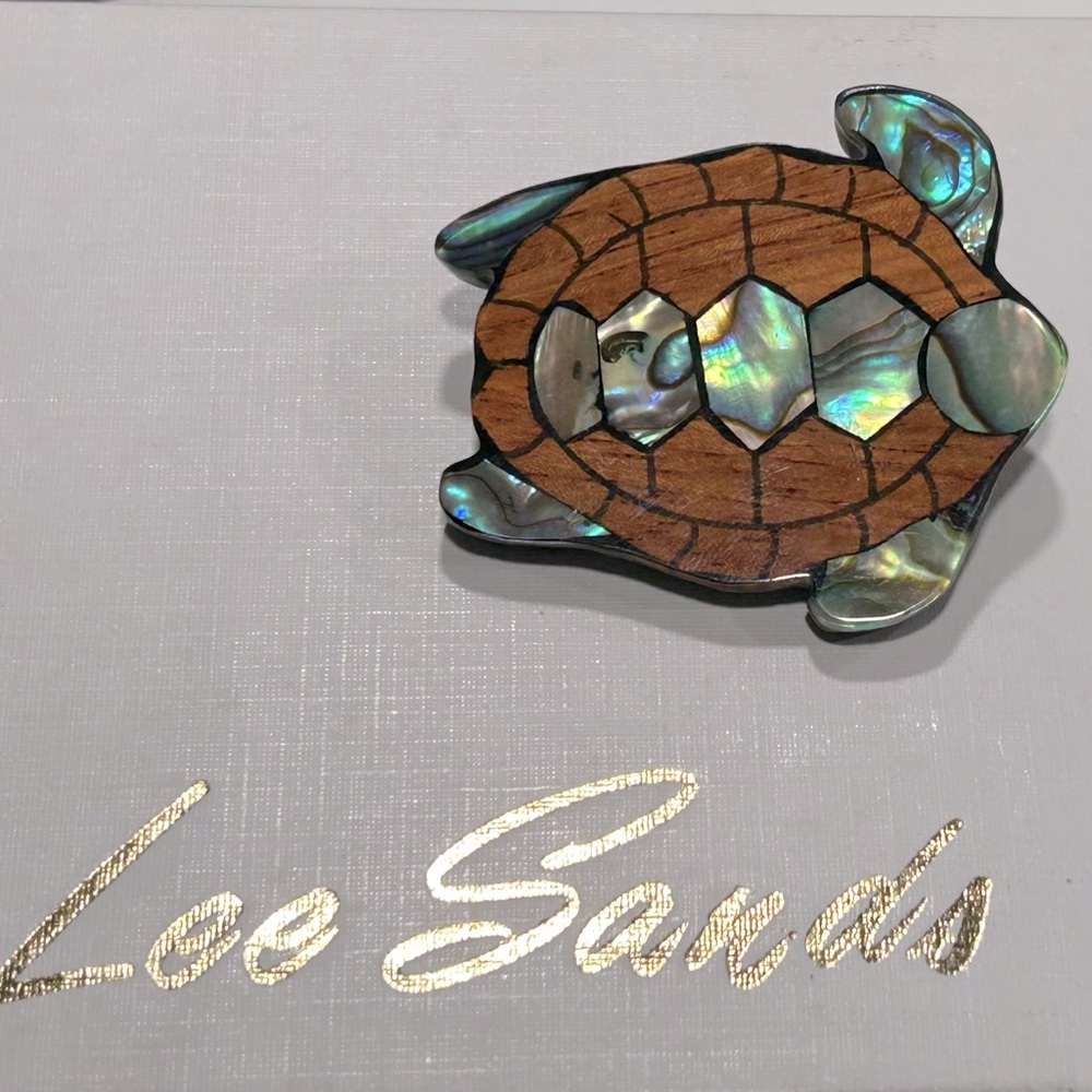 Lee Sands Turtle Brooch with Abalone Inlay